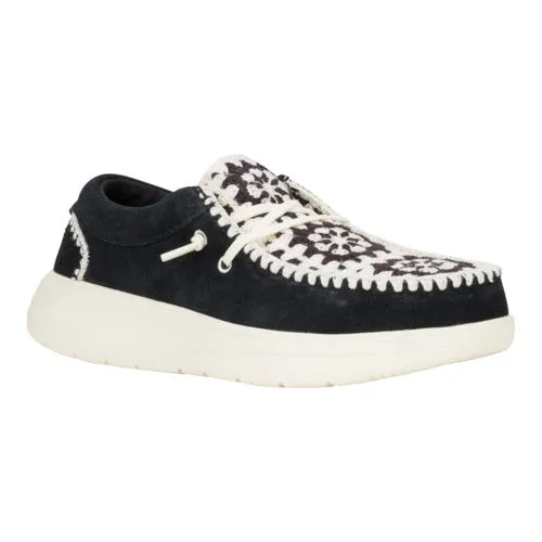 Wendy Comf Suede Crochet - Black/Multi