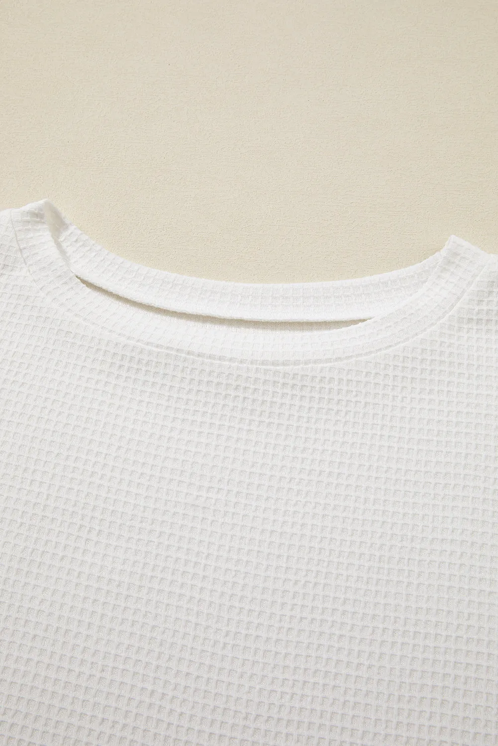 White Casual Textured Tee and Drawstring Shorts Set
