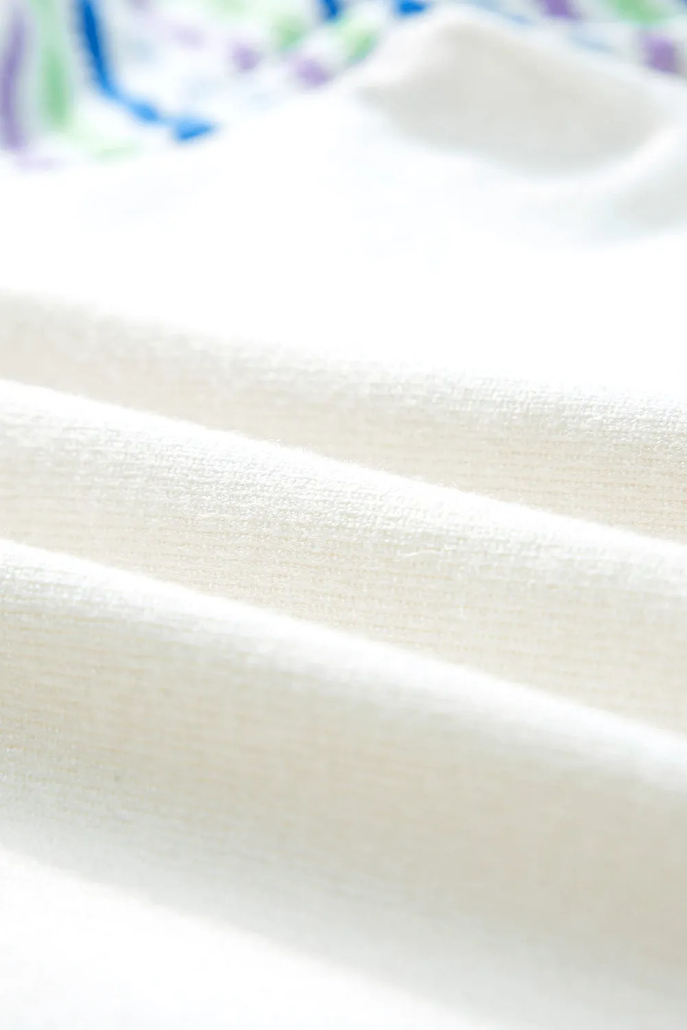 White Crochet Striped Bubble Sleeve Knit Sweater