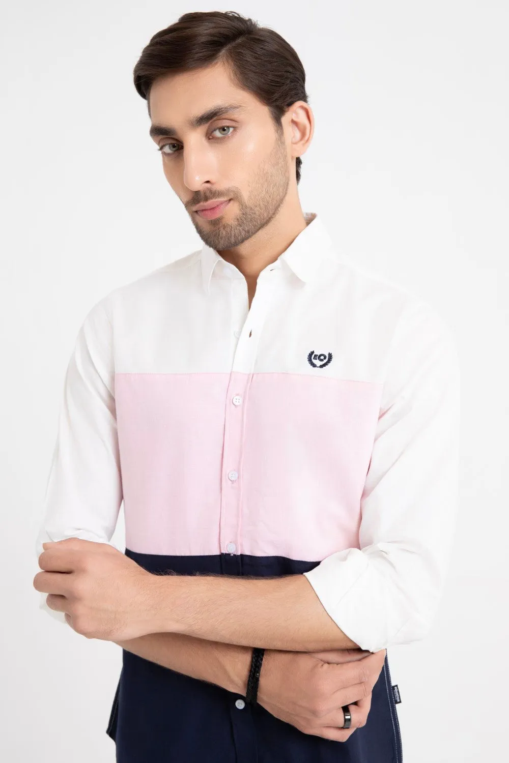 White-Pink Casual Shirt