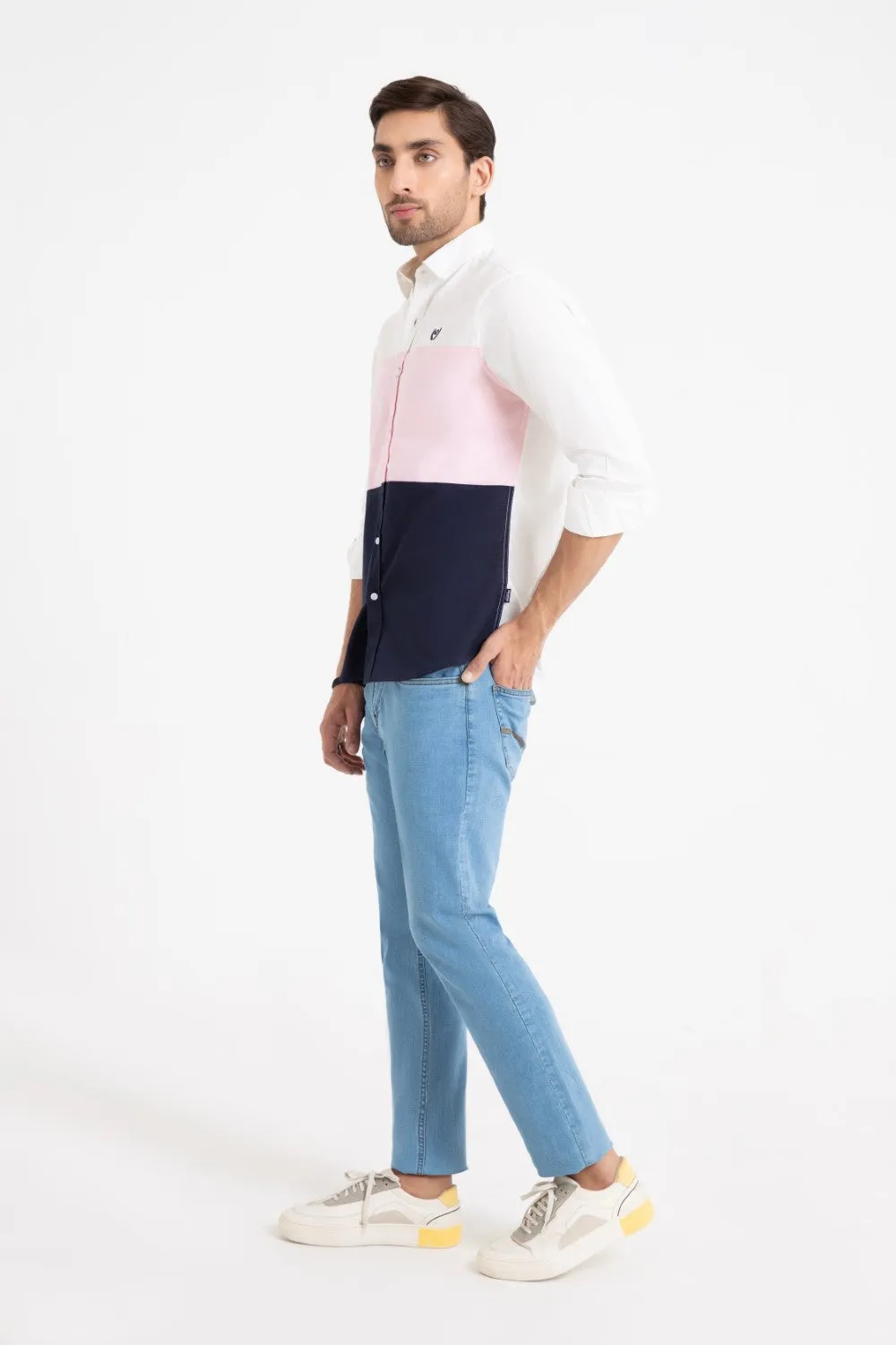 White-Pink Casual Shirt