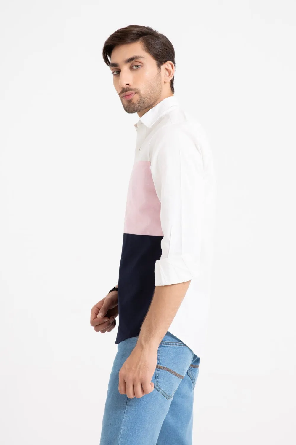 White-Pink Casual Shirt