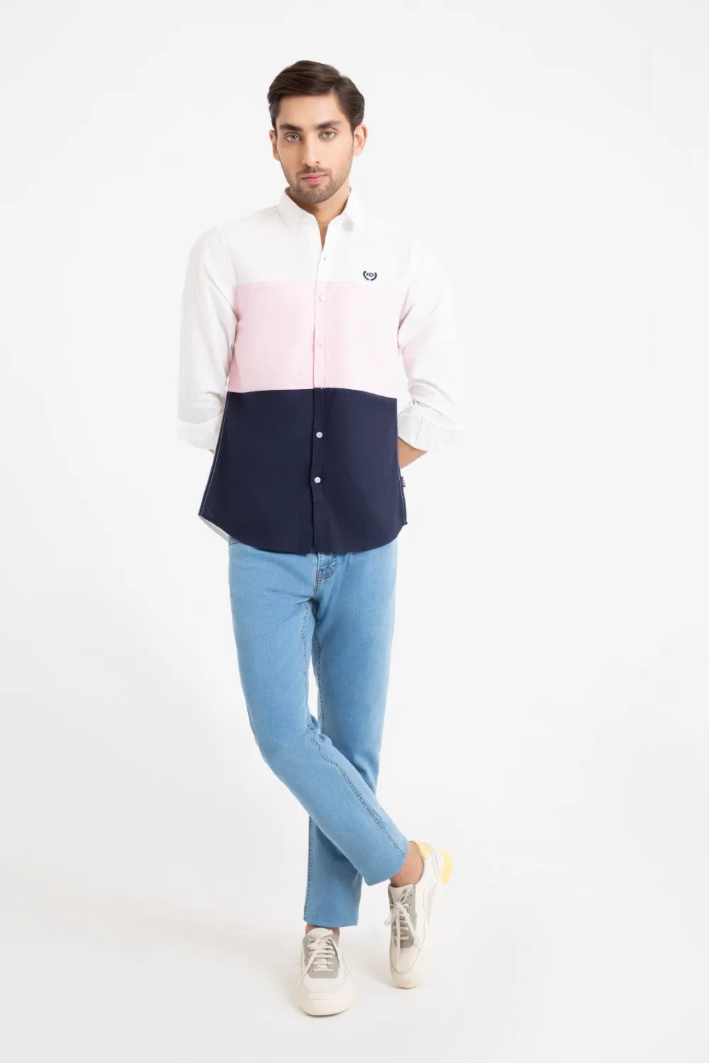 White-Pink Casual Shirt