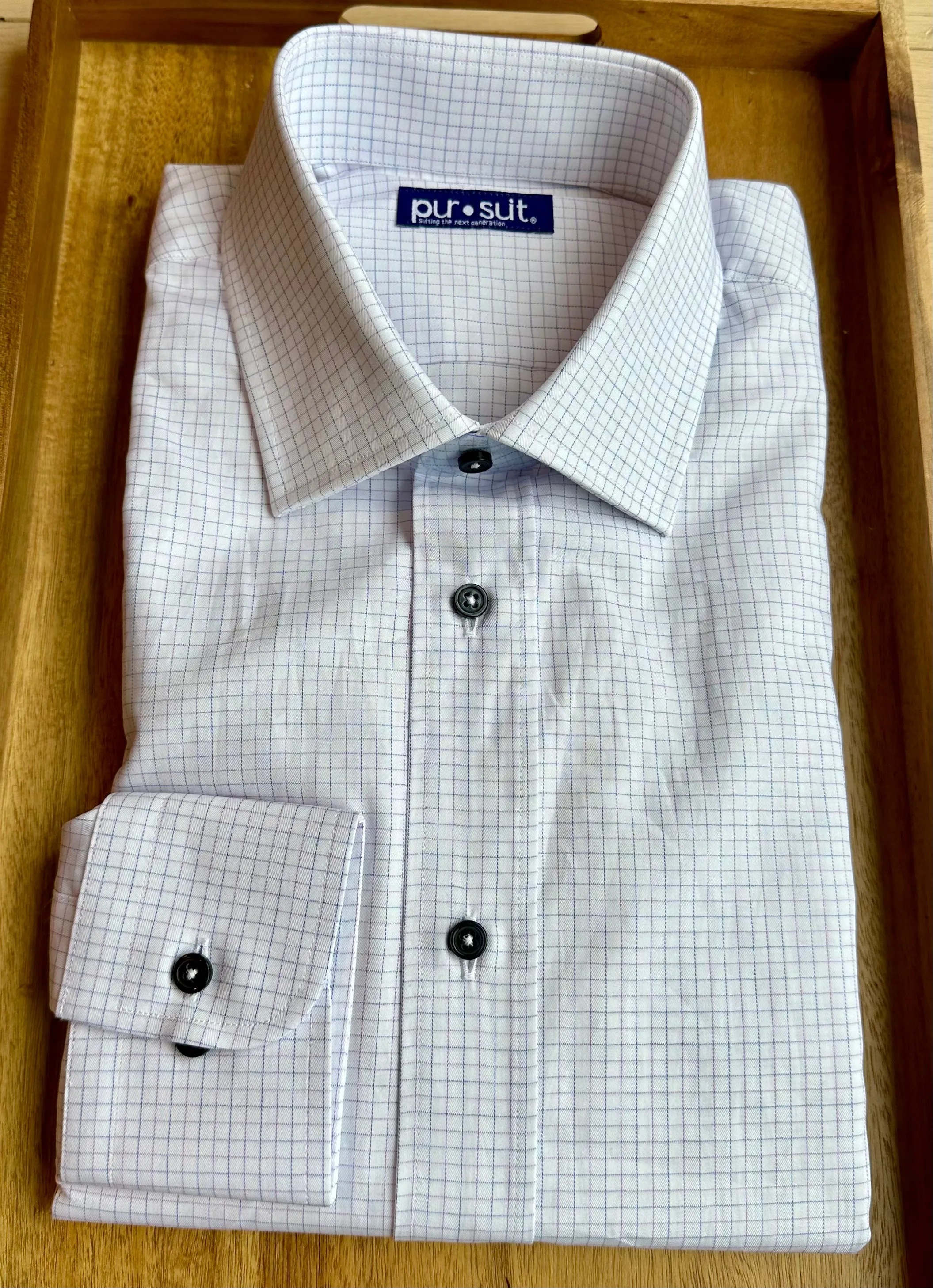 White with Purple and Blue Check Premium Shirt (Final Sale)