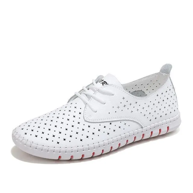 Women casual  loafers  shoes Genuine Leather ladies flats sneakers shoe