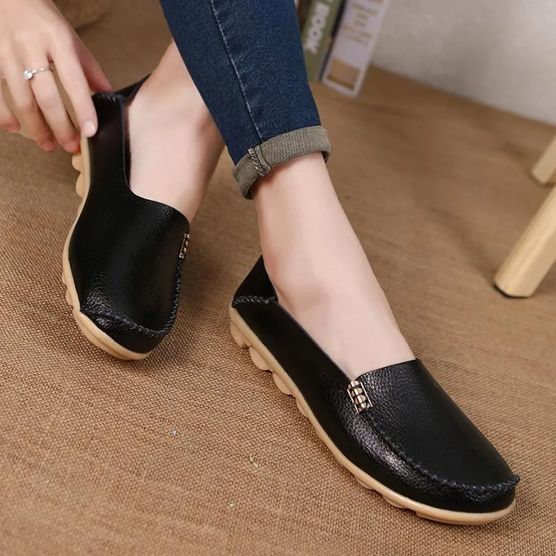Women Flats Slip On Women Loafers Soft Moccasins With Genuine Leather