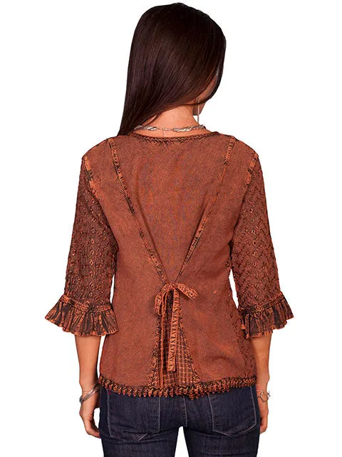 Women's Honey Creek Collection Blouse: Embroidered 3/4 Sleeves