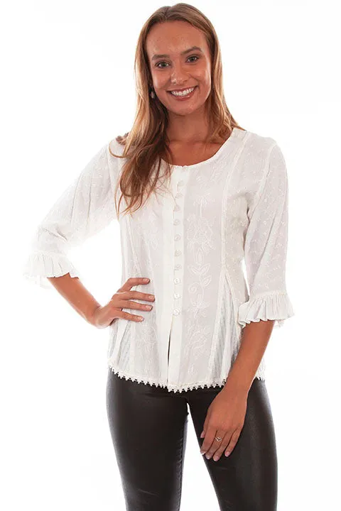 Women's Honey Creek Collection Blouse: Embroidered 3/4 Sleeves