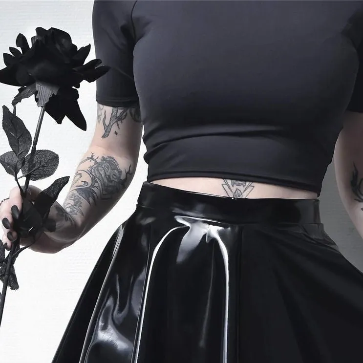 Womens Leather Skirt | Leather Skirt | Sexy Skirt | Gothic Skirt | Cosplay Skirt | E Girl Clothing | Kawaii Clothing | Black Leather Skirt