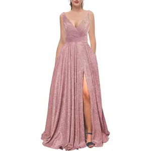 Women's Prom Dresses Formal Evening Dress Glitter Party Dress with Pockets