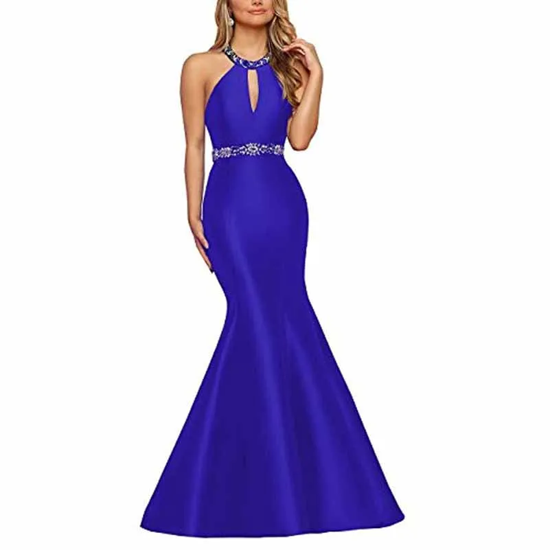 Women's Satin Prom Dresses Sleeveless Formal Gowns Bridesmaid Dress