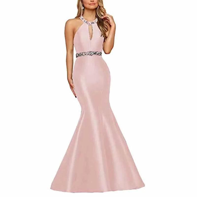 Women's Satin Prom Dresses Sleeveless Formal Gowns Bridesmaid Dress