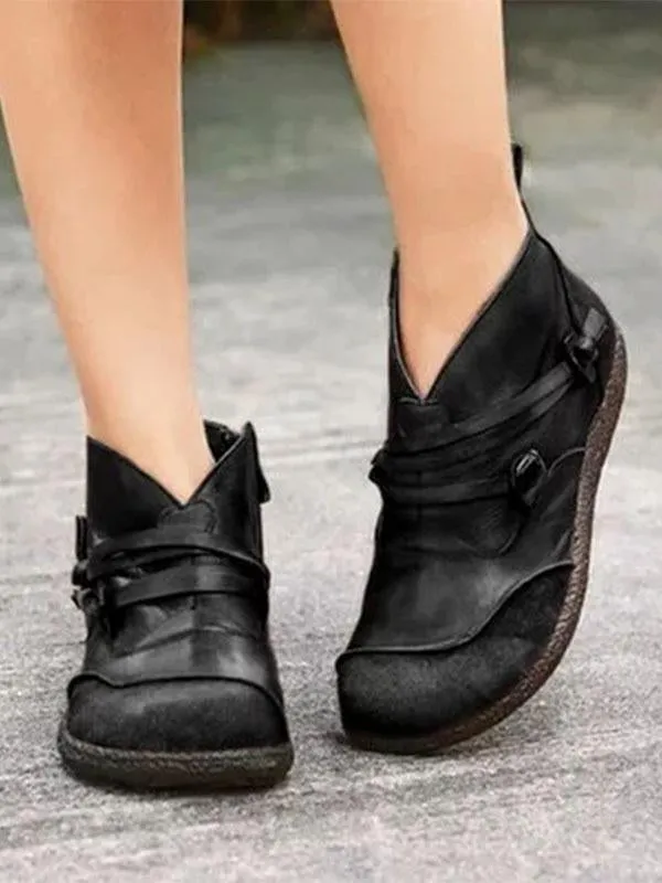 Women's Vintage-Inspired Flat Short Martin Boots