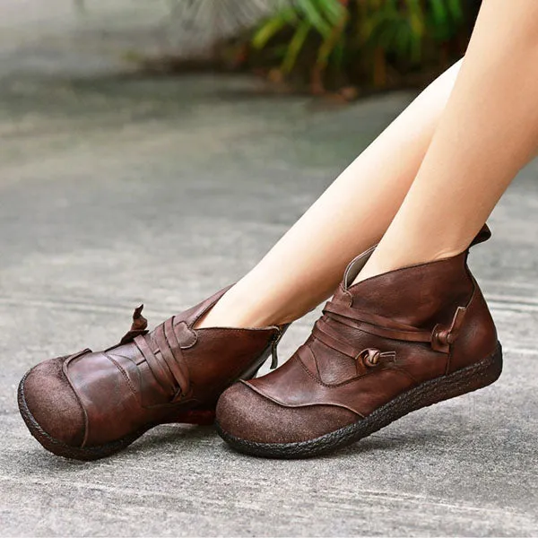Women's Vintage-Inspired Flat Short Martin Boots