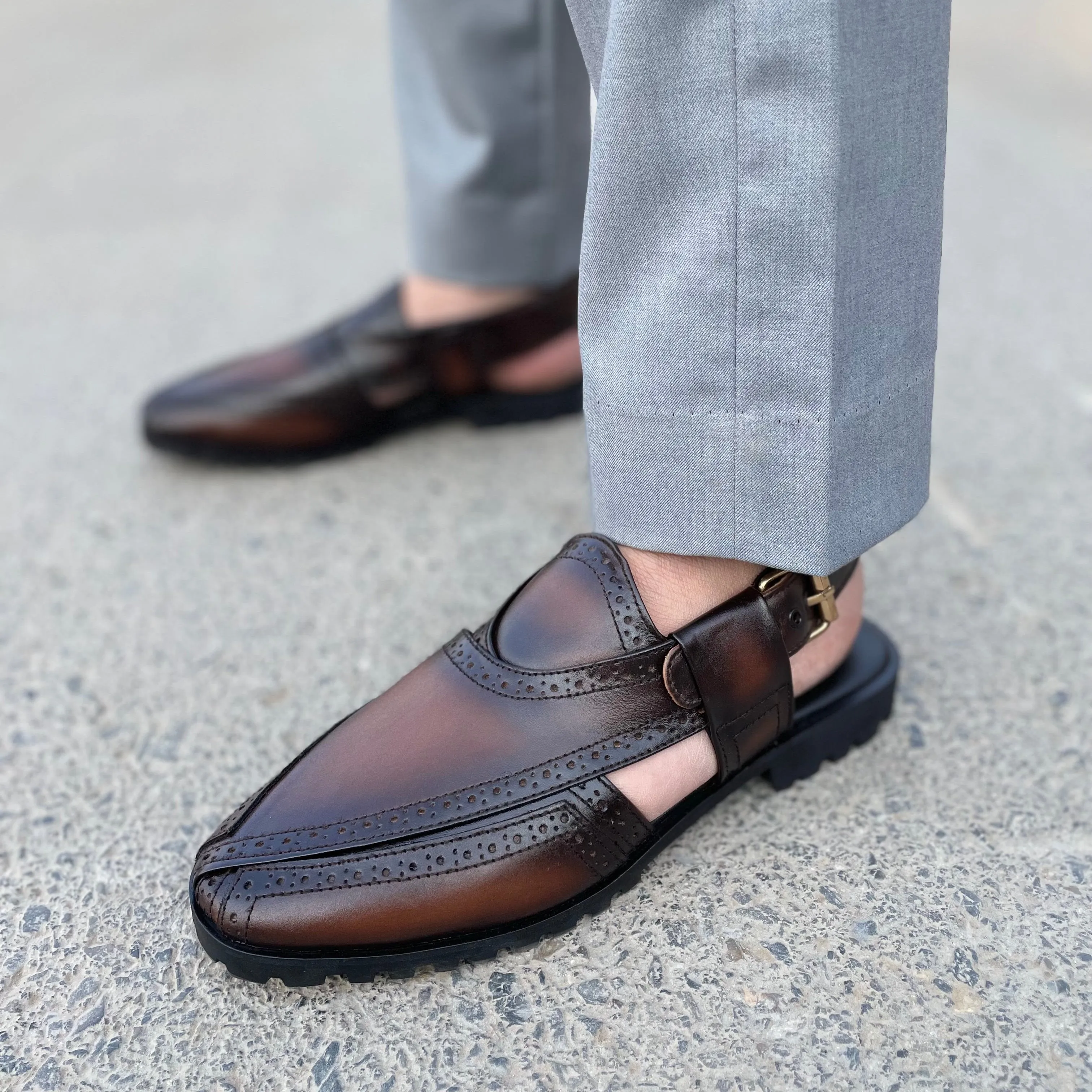 WS Pure leather Handmade Chirag Peshawari Chappal WS-375