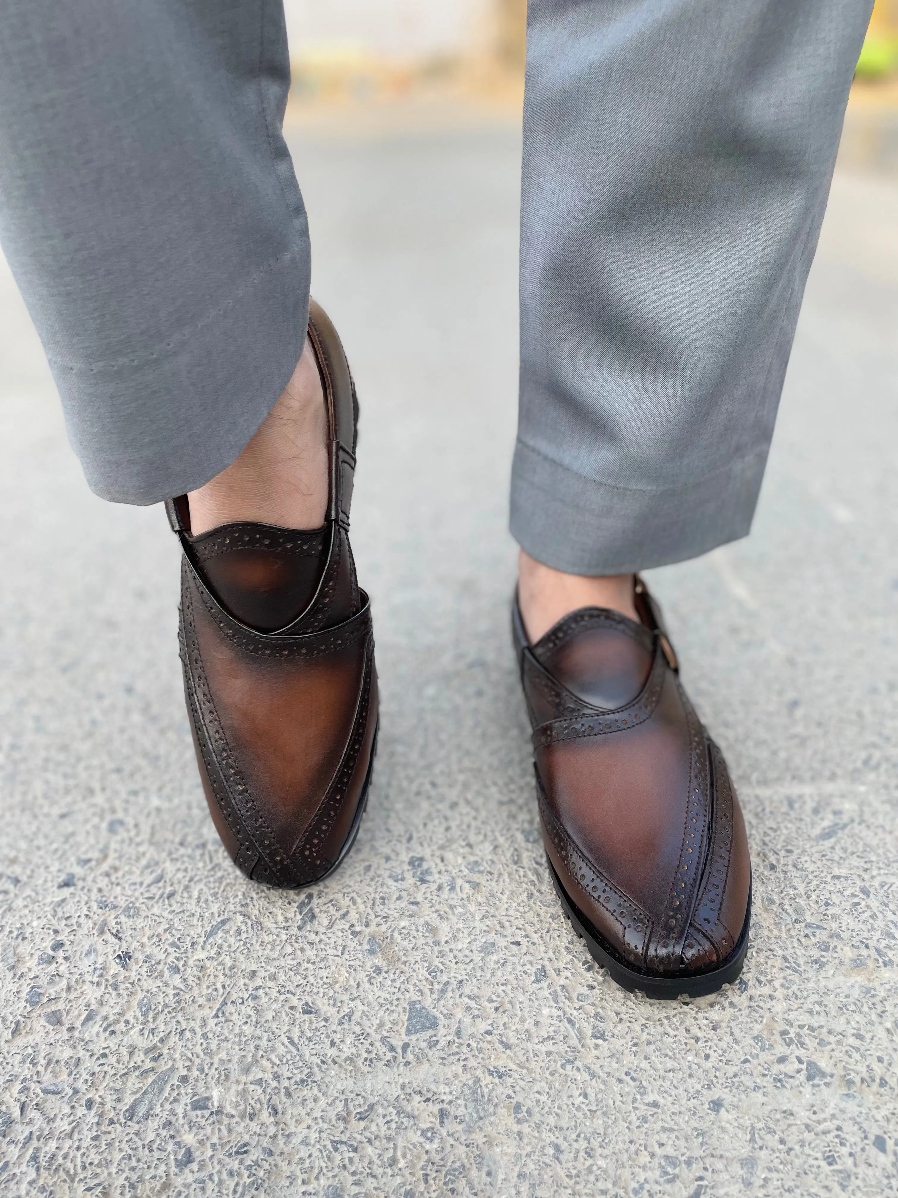 WS Pure leather Handmade Chirag Peshawari Chappal WS-375