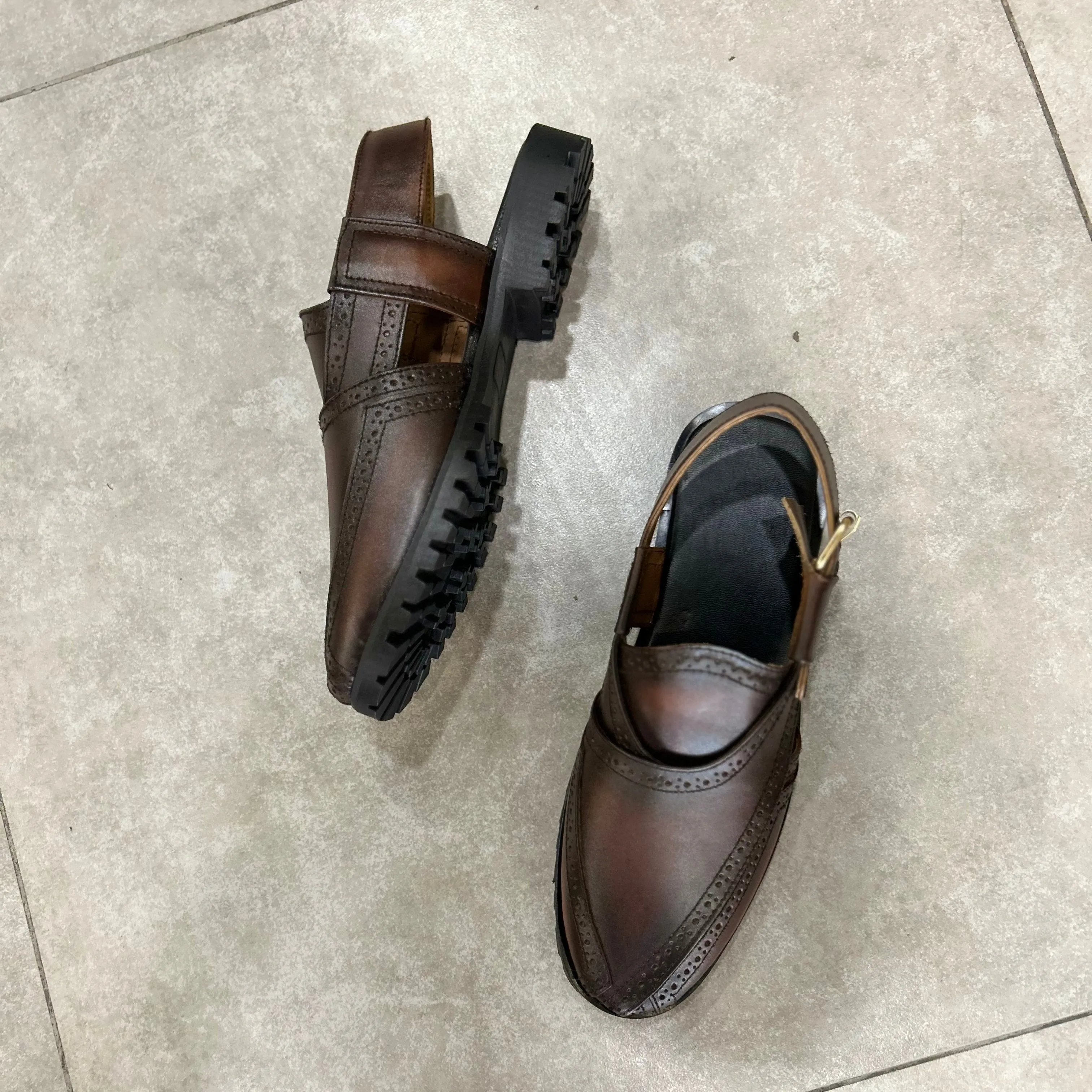 WS Pure leather Handmade Chirag Peshawari Chappal WS-375