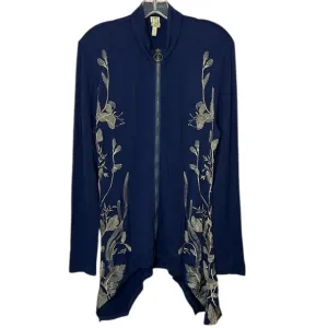 XCVI Navy Embroidred Zip Up Boho Jacket. Size S