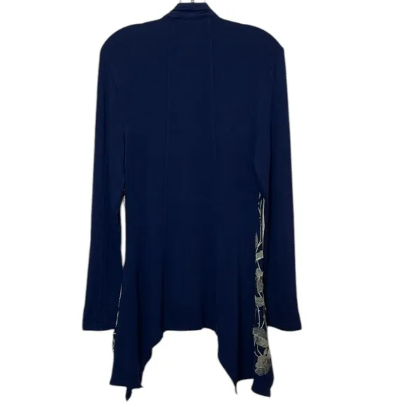 XCVI Navy Embroidred Zip Up Boho Jacket. Size S