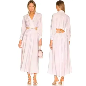 Young Fabulous and Broke Derby Cut Out Poplin Shirt Maxi Dress Pink Medium Crop