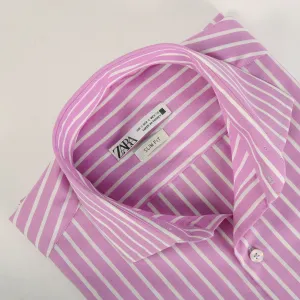 ZR Pink & White Narrow Stripes Shirt